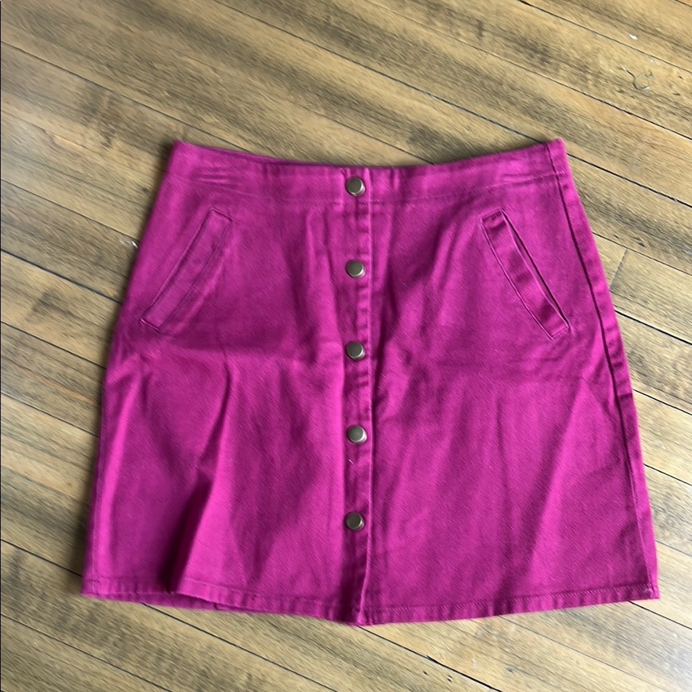 Francesca’s boutique Pink A-Line button up Mini Skirt